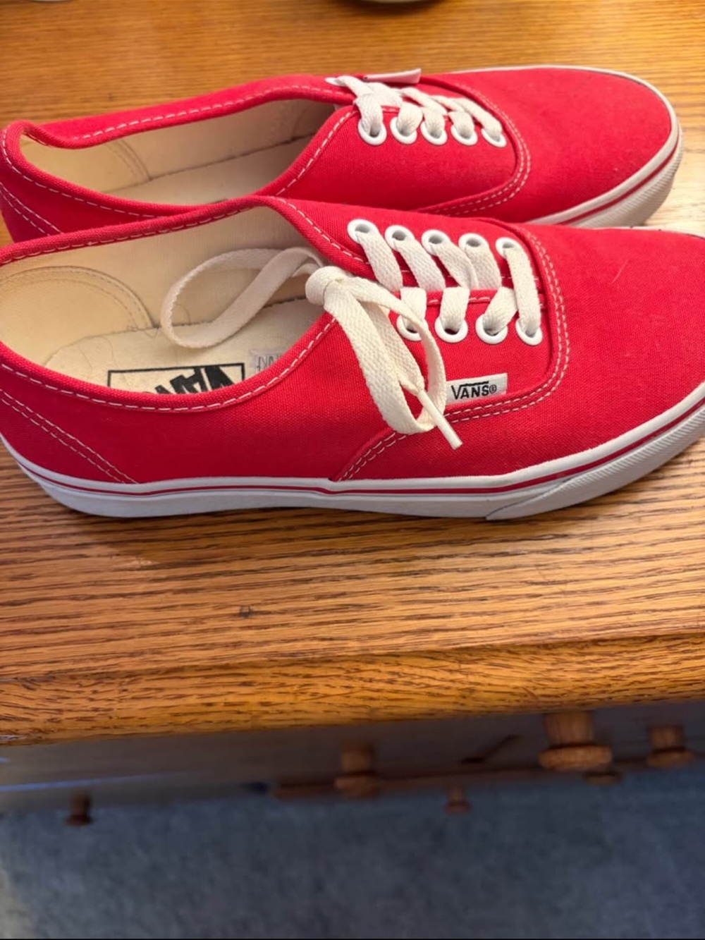 Vans Red Canvas Low-Top Sneakers with White Laces